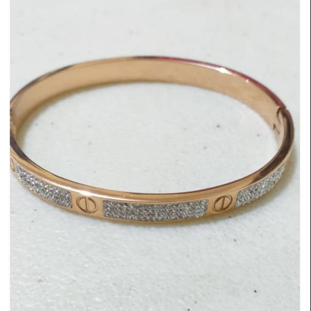 Gelang Titanium Cartier Rose Gold bermata 4