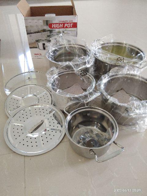 Panci Stainless Steel Ware 12 Pcs Dgn Sarangan Ori Super