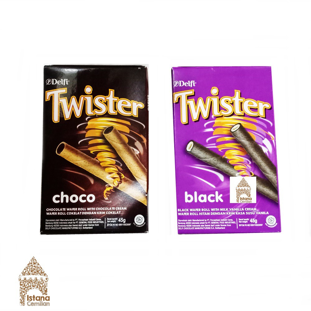 Delfi Twister Wafer Roll Black / Choco BOX 35 Gram