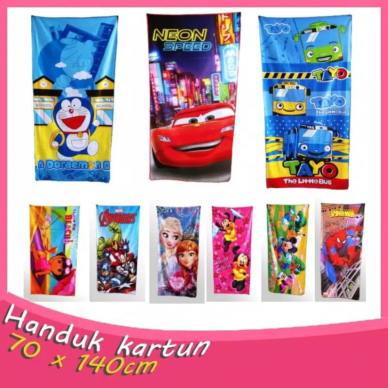 Handuk Karakter Anak Murah 70 x 140 cm / handuk murah import