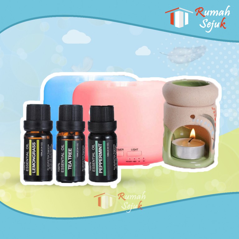 RS - 6 in 1 Aromaterapi Pure 100% Murni &amp; Alami Air Fragrance Essensial Pengharum Pewangi Esensial Esential Oil Aromatheraphy Ruangan RS-21 10ml Defuser Humidifer Minyak Humadifier Humudifier Humdifier Difusser Essential TSLM1 TSLM2 RH-17 Kamar Taffware