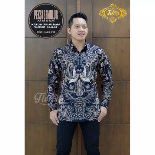 Peksi Semulur Mocca Kemeja Batik Pria Panjang Full Furing By Batik Florist