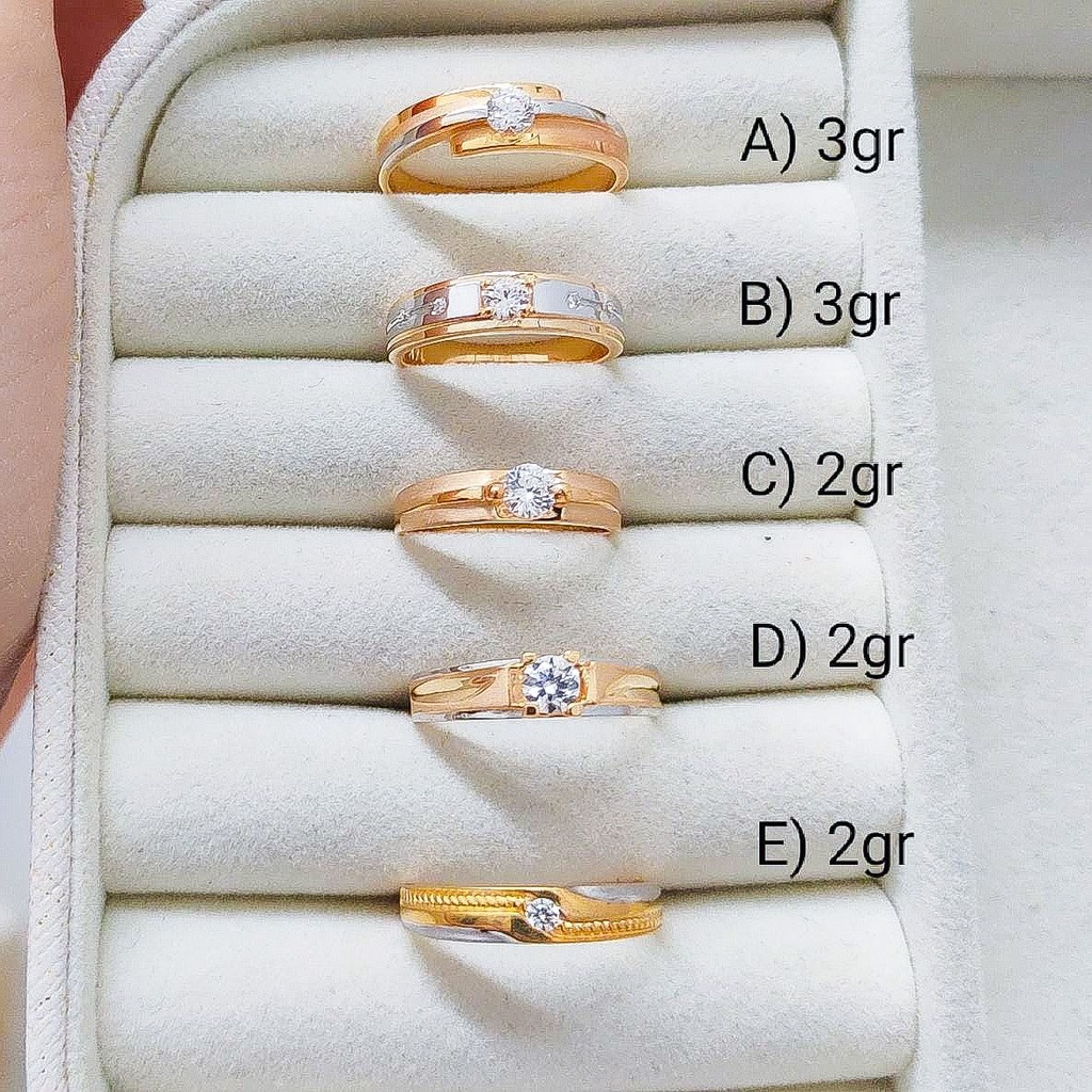 Cincin anak dan dewasa emas asli kadar 700 70 16k couple tunangan nikah wedding engagement propose kombinasi mix 2 warna gold whitegold mewah ukir permata 2 3 dua tiga gram gr g nomor 10 11 12 13 14 15 16 17 18