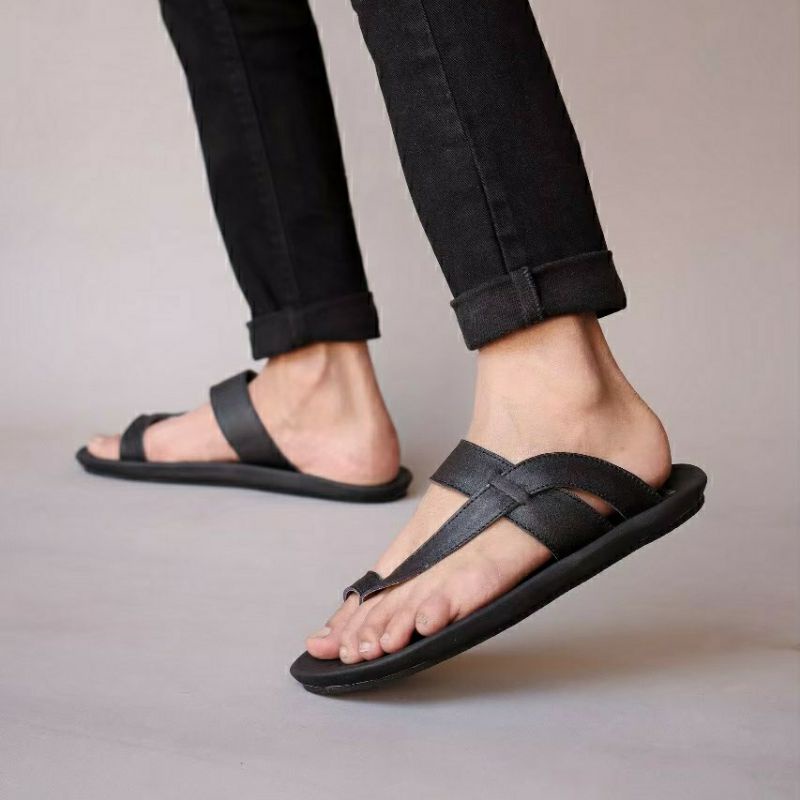 IMPULSE | Sandal Kulit Asli Pria Kasual Santai Original Sendal Kerja Trendi Moden Nyaman