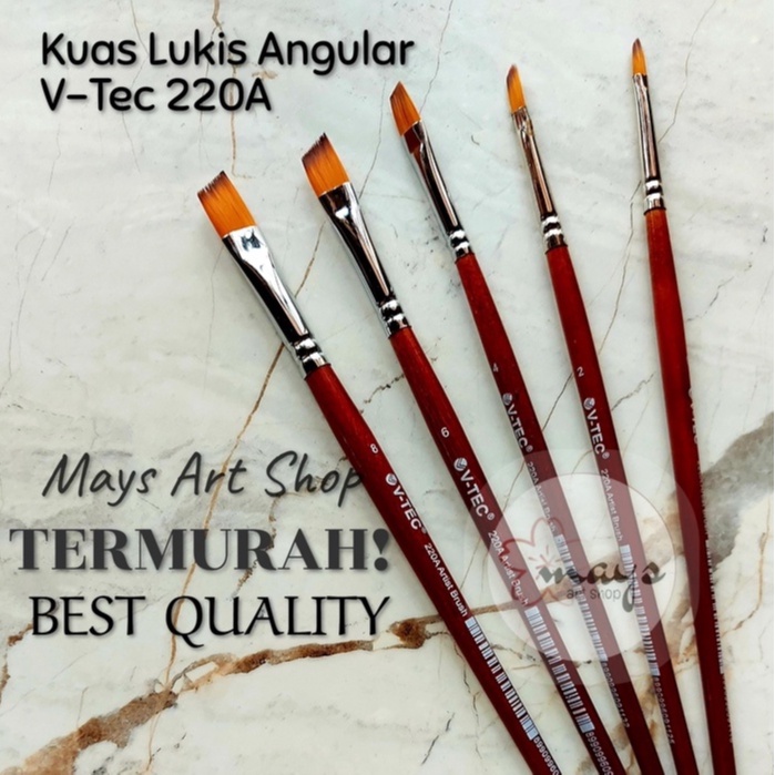 

Kuas Lukis Angular V-Tec 220A Satuan / Paint Brush Sejajar Miring Cat Akrilik Acrylic Air Minyak Vtec 220 A