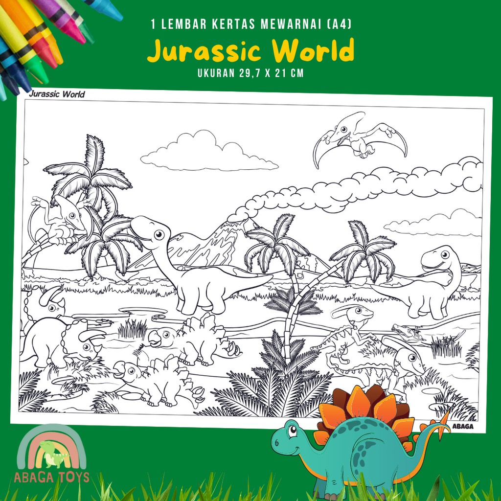 (Min Order 10Pcs) Kertas Gambar Mewarnai A4 - Latih Imajinasi, Kreativitas, Eksplorasi Warna (Coloring Page)-1