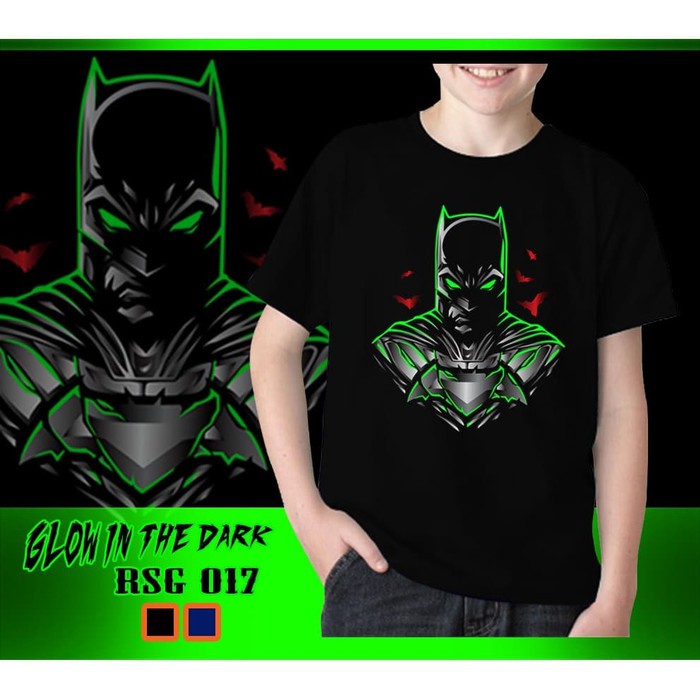 Baju Kaos Anak Cowok Batman Glow in the dark Superhero Tanggung Tshirt Rhymes Import