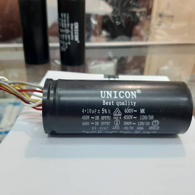 Kapasitor Mesin Cuci 4 uF dan 10 uF Washing Machine Capasitor 4 kabel 4 & 10 mikro