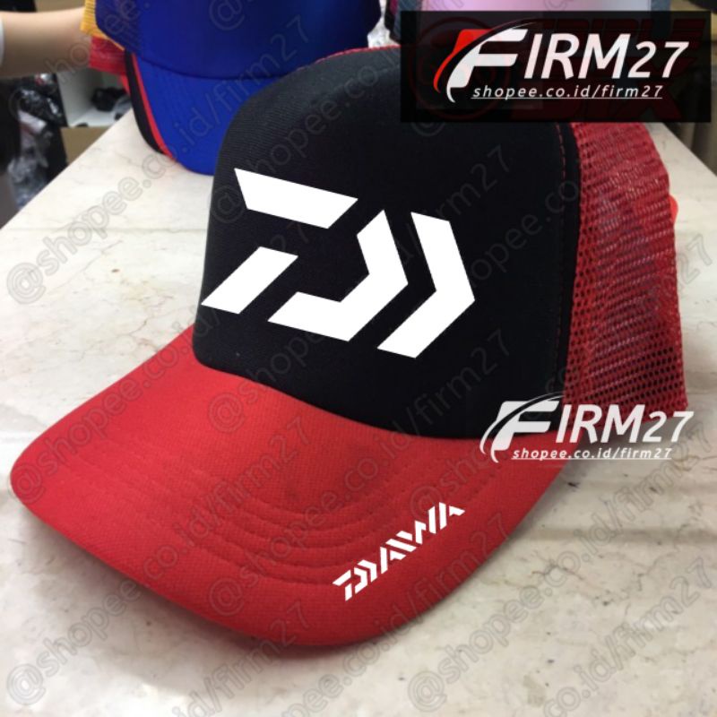 Topi DAIWA Trucker/Jaring | Versi Topi Merah-Hitam-Merah
