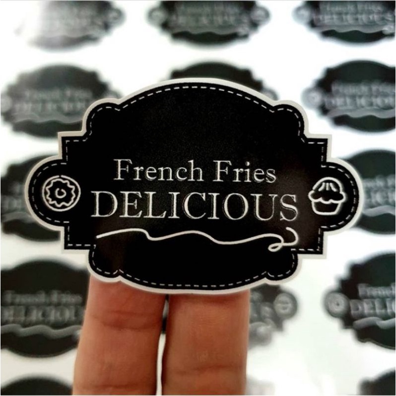 

stiker label kemasan produk / merk dagang / usaha ¹/² meter spesial cut