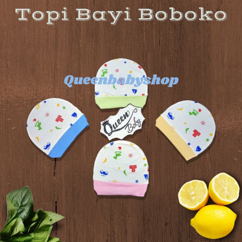 QUEENBABY Topi Bayi Newborn  Putih Motif Topi Bayi Murah Topi Bayi Baru Lahir