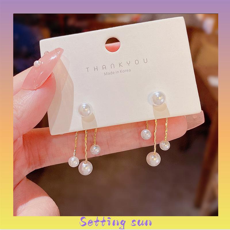 Anting Tusuk Silver S925 Gantung Belakang Wanita Hias Mutiara TN