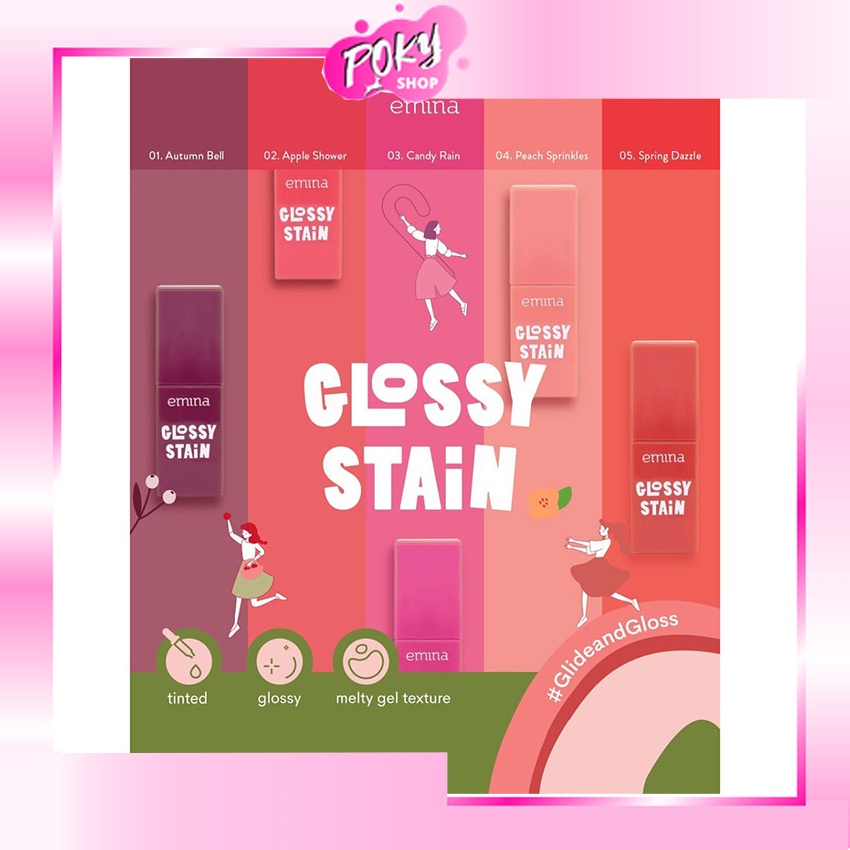 POKY - Emina Glossy Stain 3g | Emina Lip Tint Gloss 3g