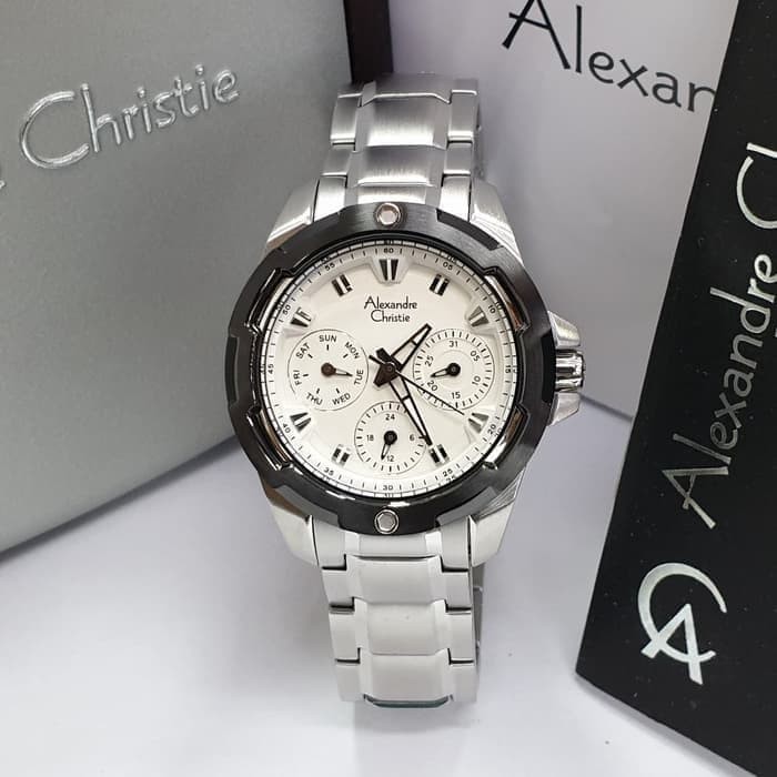 Jam Tangan Wanita Alexandre Christie AC6305 / AC 6305 Silver Black Dial Original