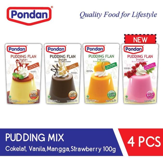 

Pondan Pudding Flan 100g (Cokelat, Vanilla, Mangga, Strawberry) TERLARIS TERPERCAYA ORIGINAL