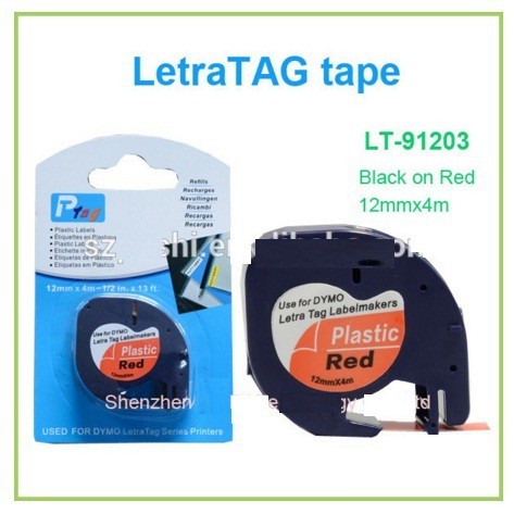 

Dijual Label Letratag Dymo Merah-RED Plastic Tapes for LetraTag- Diskon