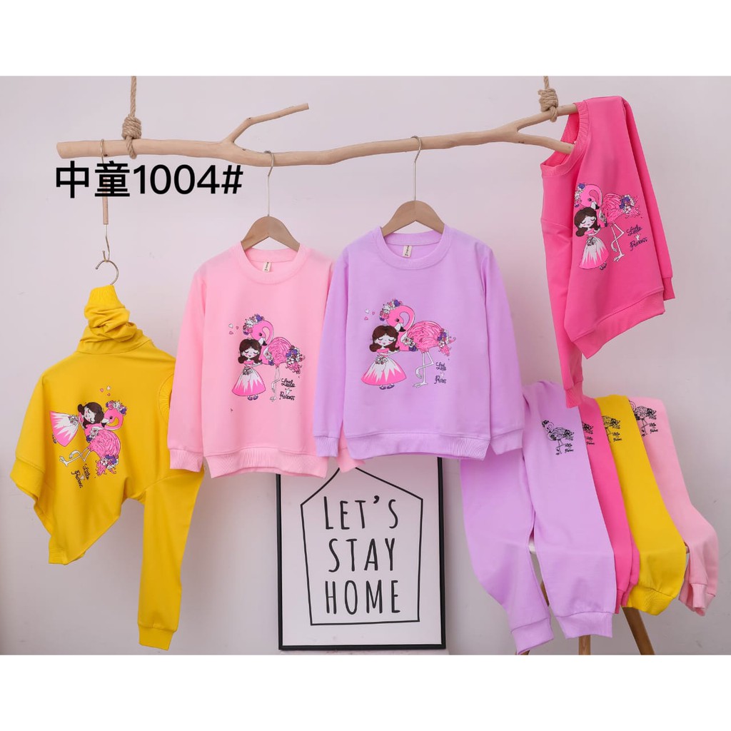 Setelan Sweater Anak Perempuan Usia 5 - 8 Tahun Motif Sablon Import Original | Stelan Switer cewek