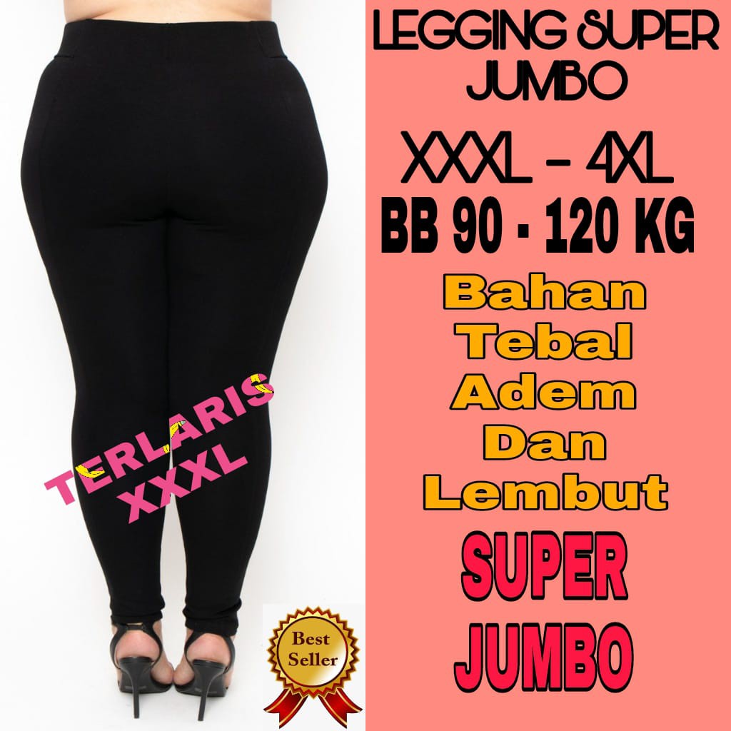 Legging 3/4 Super Jumbo Wanita BB 80-120 KG Lejing 3/4 Wanita