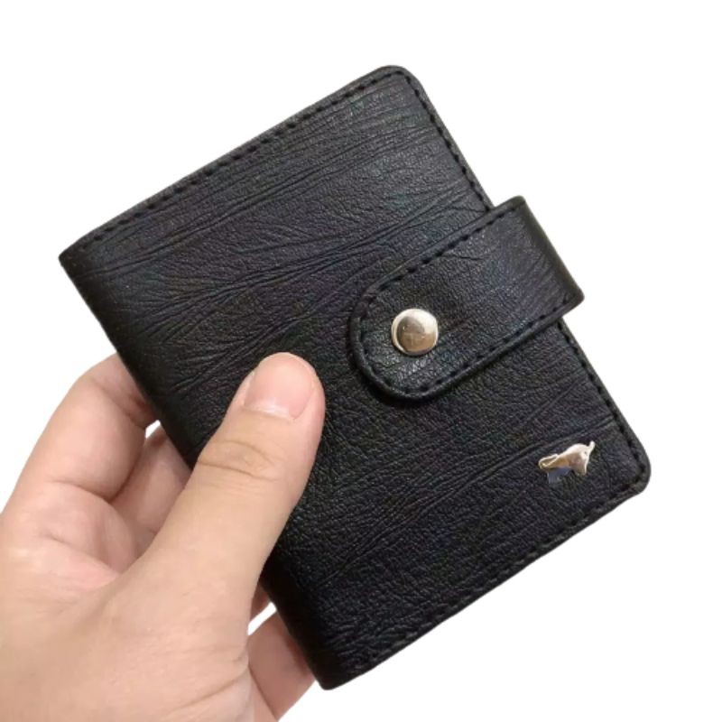 Dompet Kartu 18 in 1 Card Holder + slot uang BAHAN KULIT BONA model PENGUNCI KANCING elegan