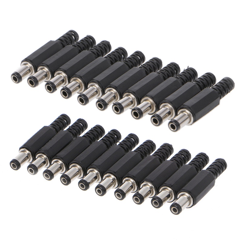 Zzz 10pcs Adapter Konektor Socket Jack In-Line Male Dc 5.5x2.5mm Cover Plastik