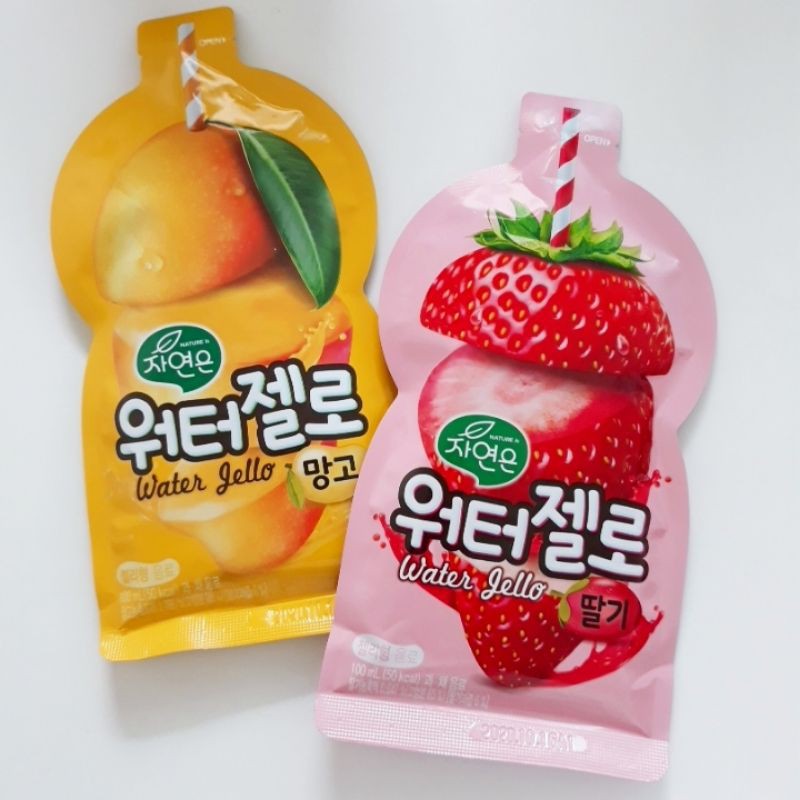 

Woongjin Water Jelly Drink Strawberry Mango / Minuman Jeli Rasa Buah Stoberi Mangga Import Korea