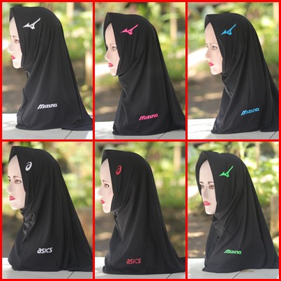 COD HIJAB SPORT KERUDUNG ASICS MIZUNO Hijab instan Volly Olahraga Outdor Runing