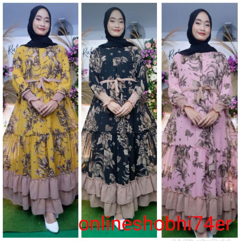 GAMIS CERUTY BABYDOLL PREMIUM MOTIF BUNGA SAKURA