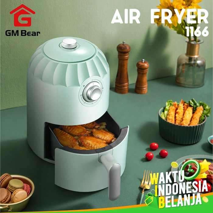 TERLARIS GM BEAR PENGGORENG ELEKTRIK TANPA MINYAK 1166 - AIR FRYER GREEN