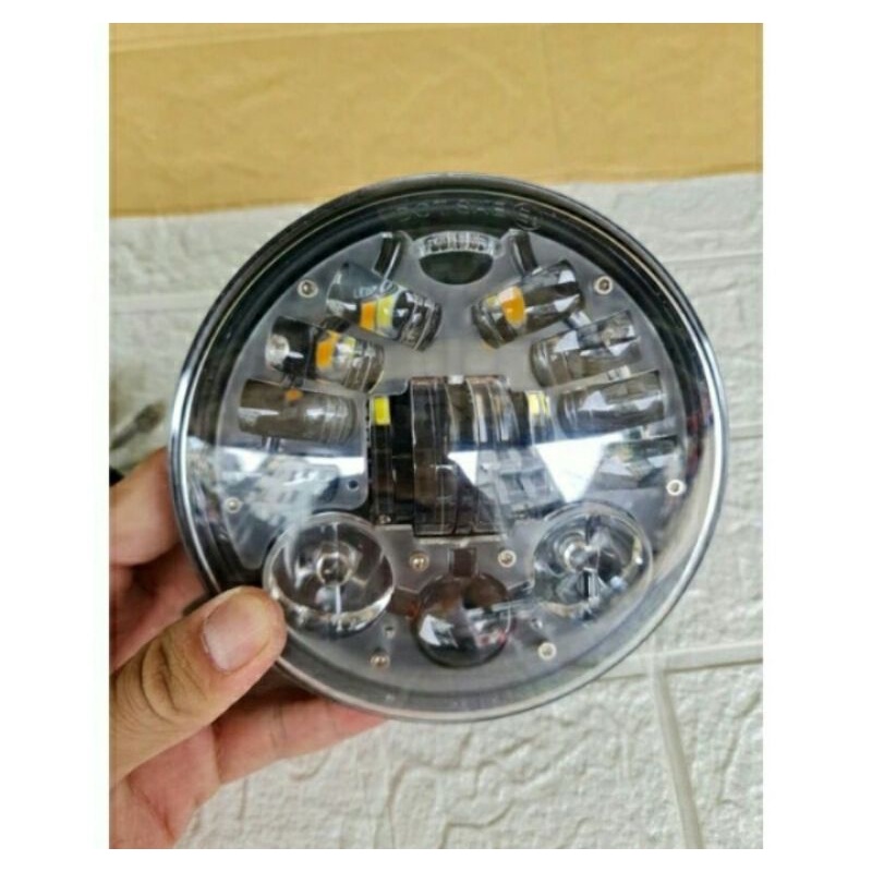 Lampu Daymeker 16 mata Led headlamp reflektor daymeker 5,75 inch Lampu daymeker LED 16 Titik uk 5,75 inch import DOT SAE PNP batok lampu L2G LAMPU DAYMEKER 16 LED 5, 75 INCH KARDUS HITAM KODE HP-HLD-10-03