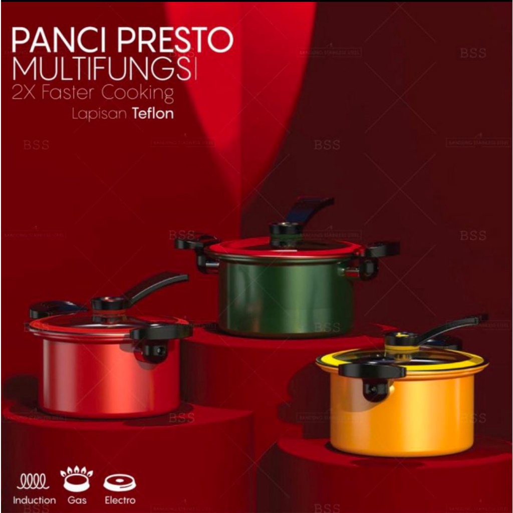 Panci Presto Teflon Pressure Cooker Pot Totipotent 3.5 Liter / Panci Melunakan Daging Lembut Anti Lengket