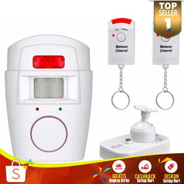 Peralatan Keamanan Rumah Alarm Anti Maling Infrared PIR Sensor Gerak 2 Remote Control Multifungsi