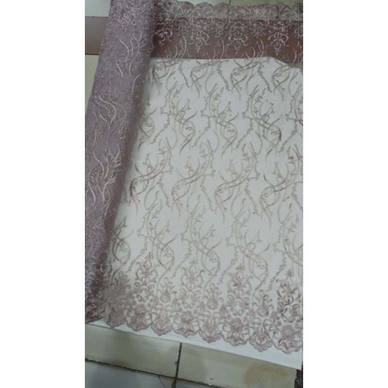 Tulle Aplik Mutiara/harga 1/2(0.5)mtr