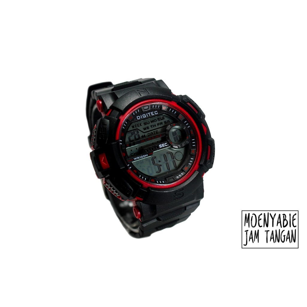 Jam Tangan Anti Air Original Digitec DG 3024T Black Red