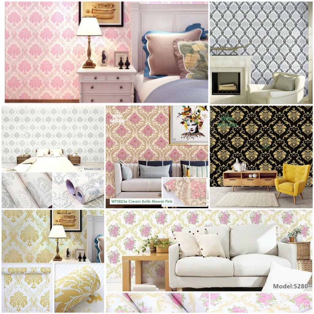 Wallpaper Stiker Dinding Motif Batik Per Meter Dekorasi Ruang Tamu Rumah Praktis Sudah Ada Lem