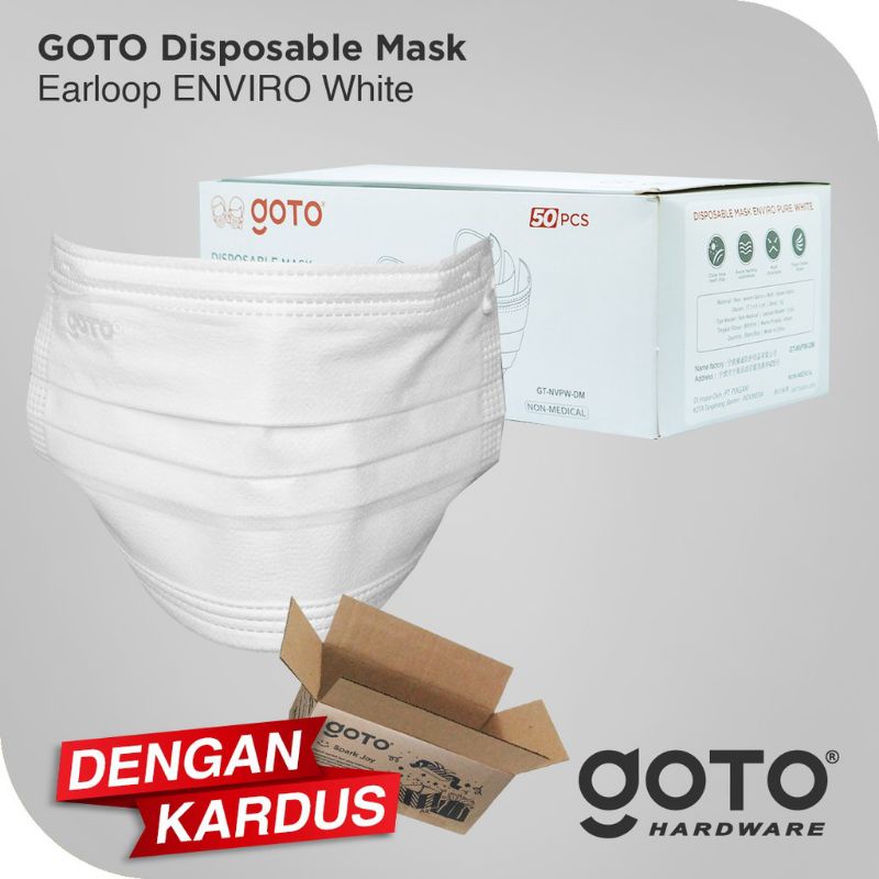 masker 3ply GOTO white//putih // orlee