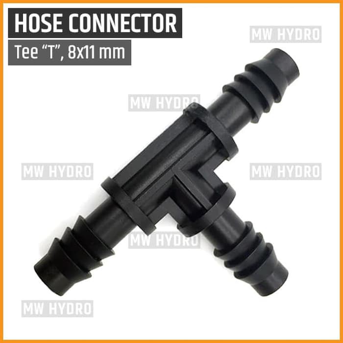 Barb Connector 11 mm - Tee | Konektor Selang Irigasi Hidroponik - Cabang 3, Tee T