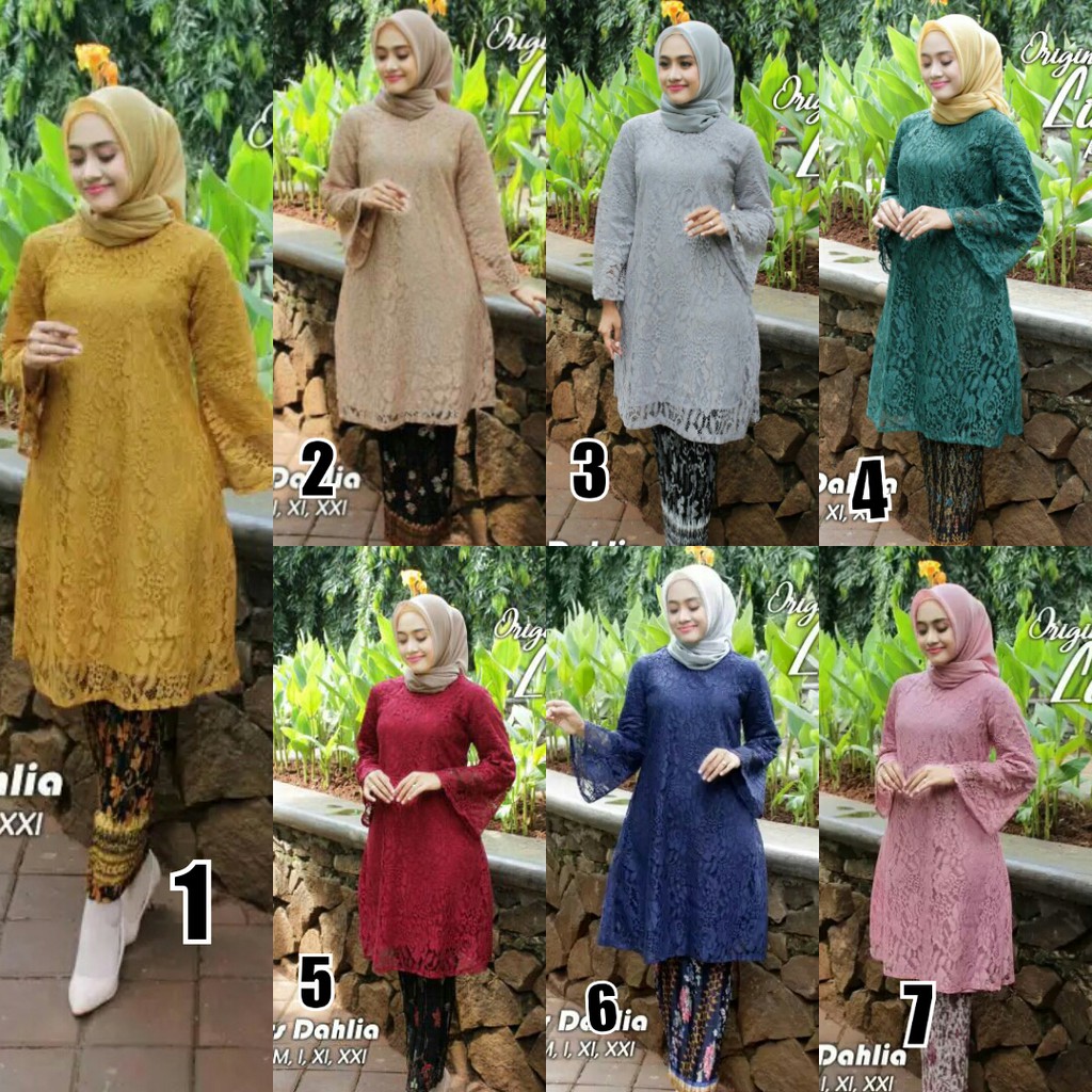 Set Kebaya Tunik Brukat Mocca Dan Warna Lain