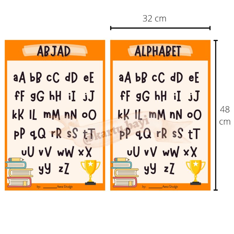 

Poster Alfabet Abjad Huruf Kapital Kecil