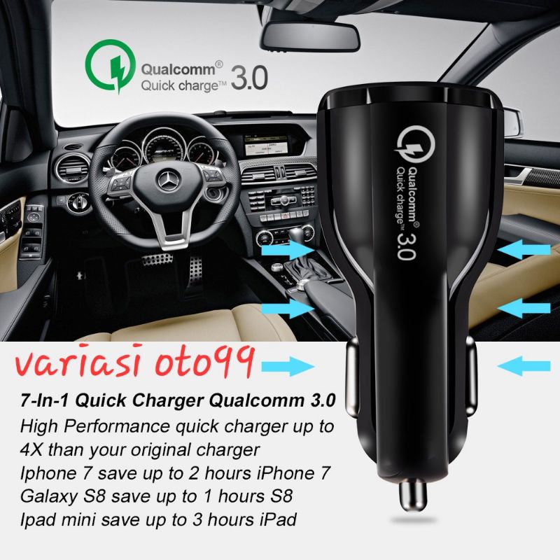 Car Charger Colokan Mobil 2 Port QC 3.0/3 1A