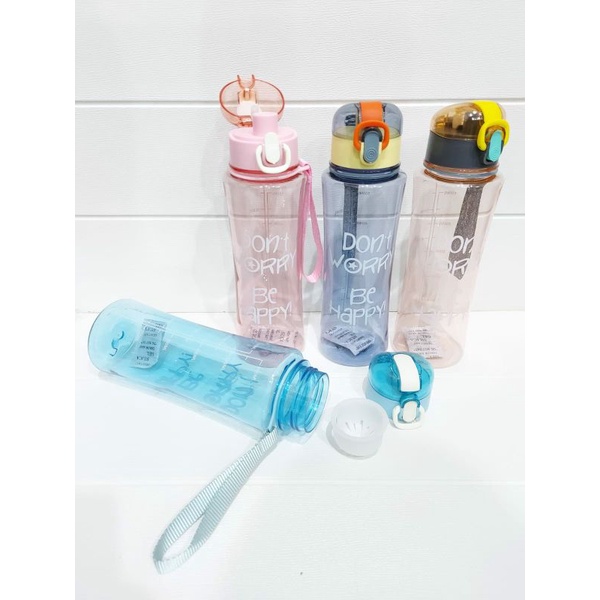 BOTOL MINUM DONT WORRY BE HAPPY ( 183 ) UK.600 ML