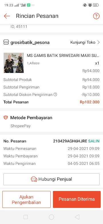 Ms Gamis Batik Sriwedari Maxi Super Jumbo Xxl Ld 110