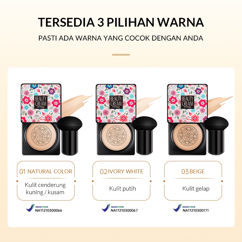 BioAqua Bio Aqua BB Cushion Whitening Beauty Cream Waterproof Bedak Cushion 20g Makeup tahan hingga 12 jam Menutupi Pori-pori