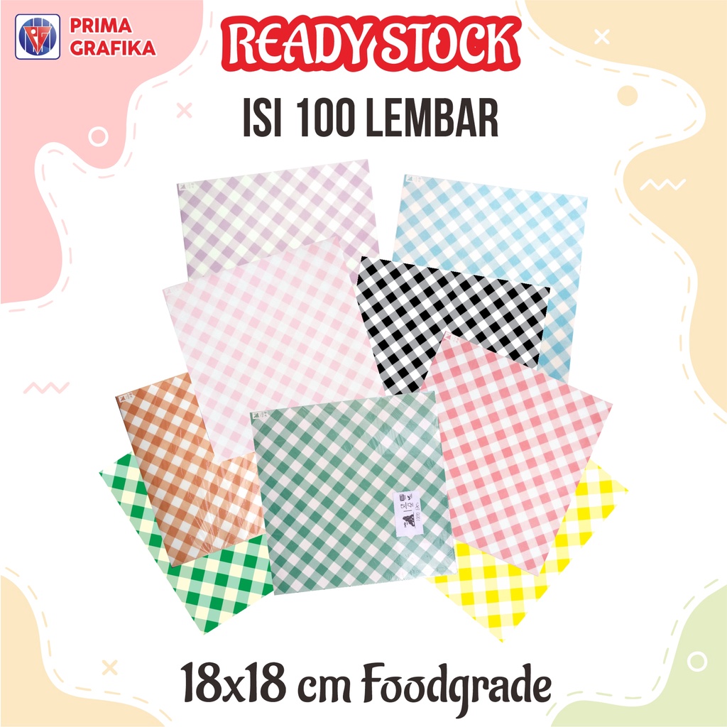 Kertas Roti Motif Kotak-Kotak 18x18 Foodgrade Ready Stock - Wrap Paper / Kertas Bungkus