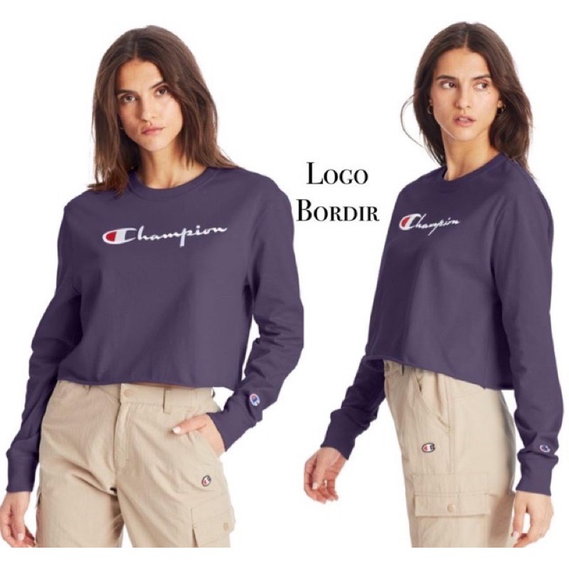 Champion bordir cropped longsleeve Tee