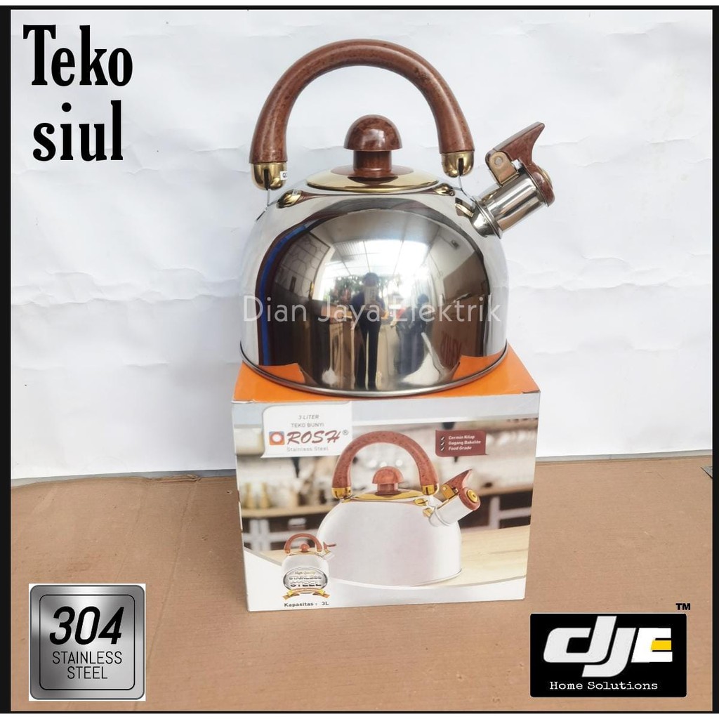 Kettle Teko Bunyi Stainless 3ltr Rosh - W.Kettle 3ltr Wooden Handle