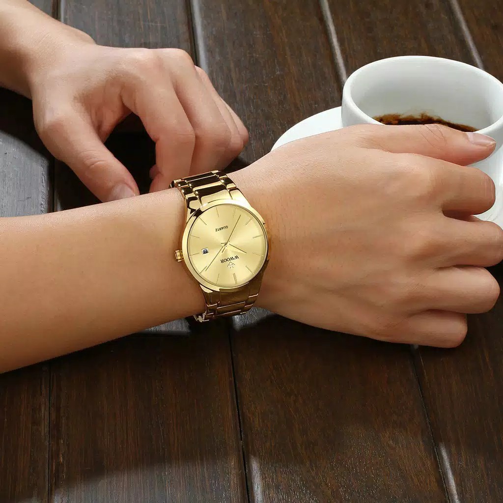 Jam Tangan Pria Quartz Anti Air Stainless Steel Hitam Jam Tangan Analog WWOR