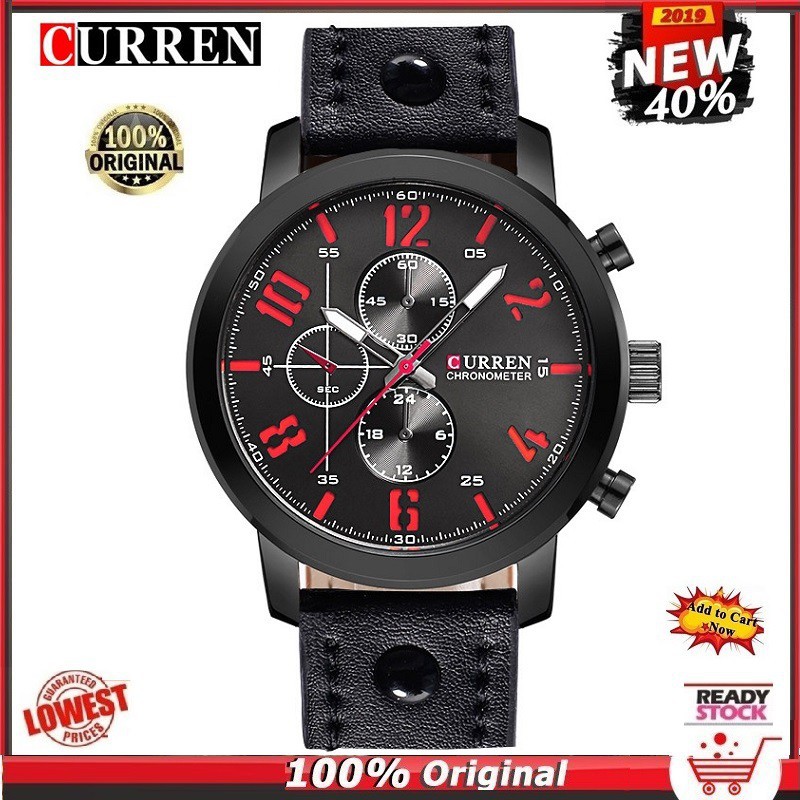 Jual CURREN Jam Tangan Quartz / Analog Sport Militer + Strap Kulit