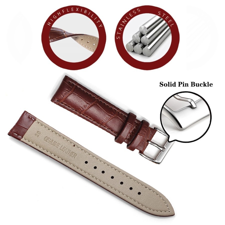 TALI JAM STRAP UNIVERSAL 20MM MODEL KULIT BUAYA CROCODILE LEATHER