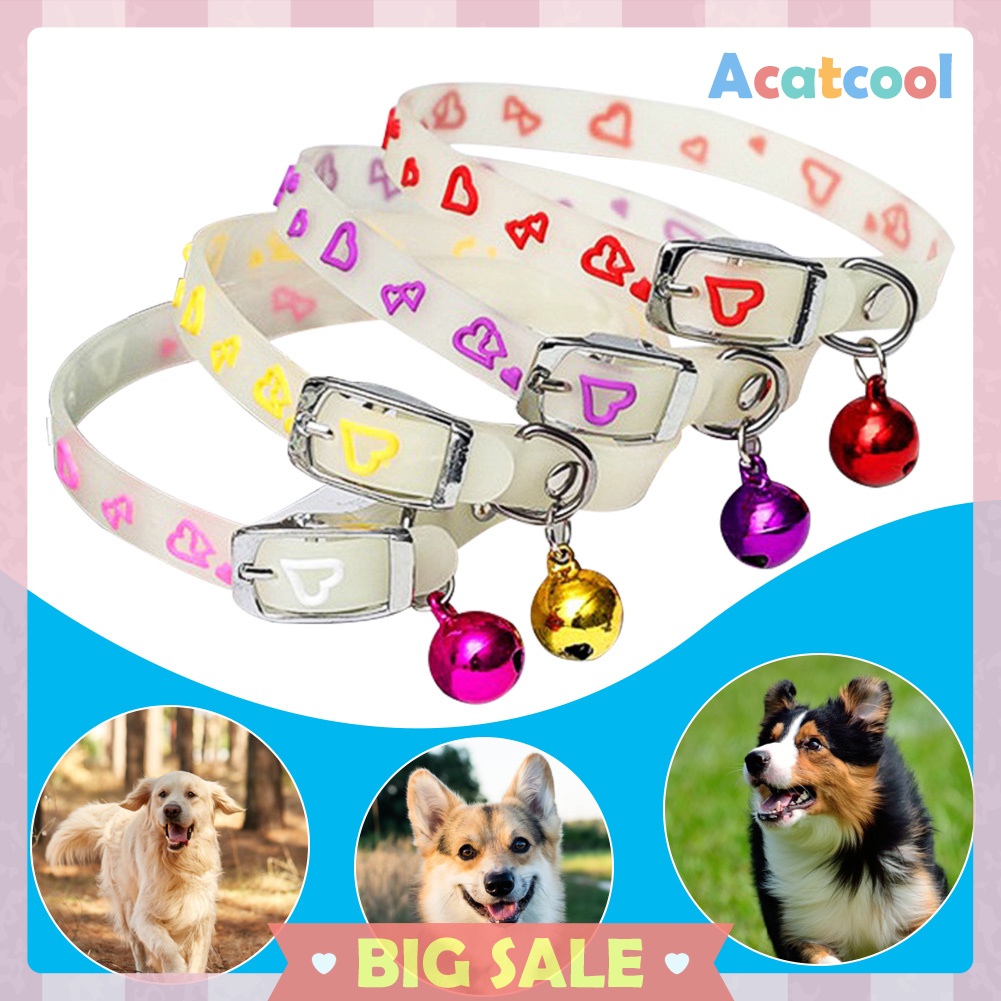 Glowing At Night Pet Collar with Bells Dog Cat Anti Lost Neck Ring Jewelry