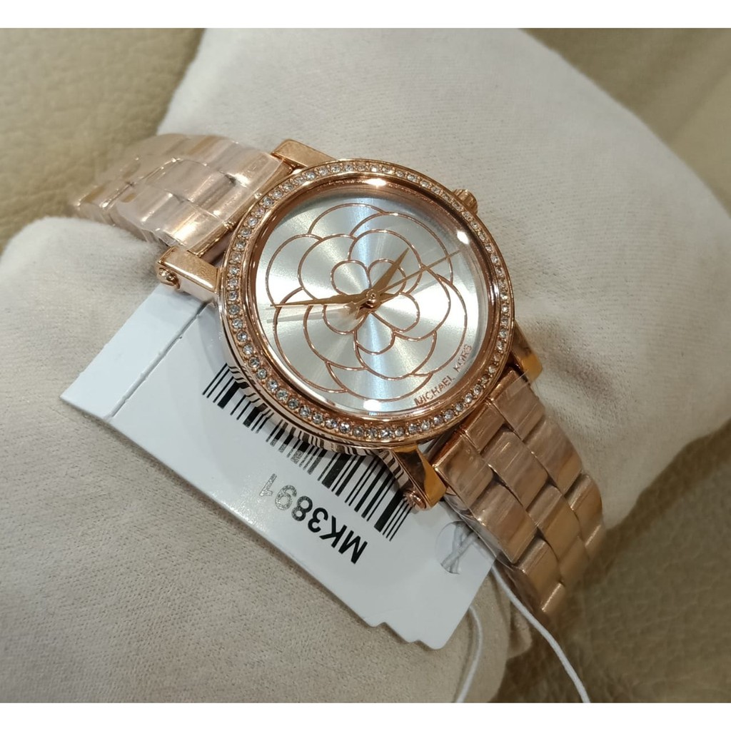 JAM TANGAN WANITA QUARTZ MK BUNGA GOLD